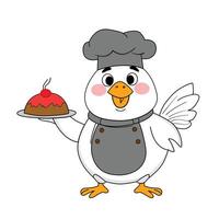 Cute chicken chef with thumbs up mascot vector