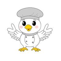 un cocinero pollo gallo gallo joven dibujos animados personaje mascota haciendo un cocinero vector