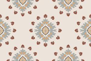 ikat tribal indio sin costura modelo. étnico azteca tela alfombra mandala ornamento nativo boho cheurón textil.geometrico africano americano oriental tradicional ilustraciones. bordado estilo. vector