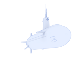 Submarine isolated on background. 3d rendering - illustration png