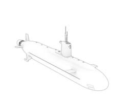 Submarine isolated on background. 3d rendering - illustration png