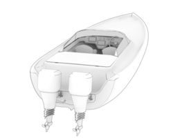 snabb motorbåt isolerat på bakgrund. 3d tolkning - illustration png