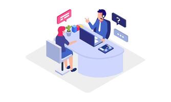 Call center isometric illustration vector