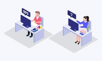 Call center isometric illustration vector