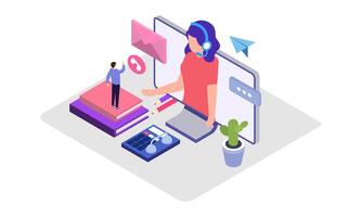 Call center isometric illustration vector