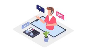 Call center isometric illustration vector