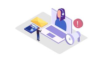 Call center isometric illustration vector