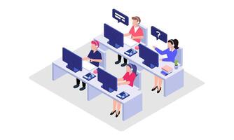 Call center isometric illustration vector