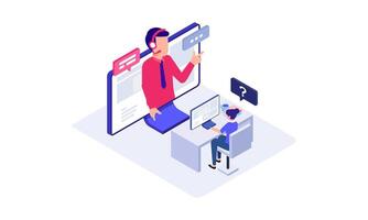 Call center isometric illustration vector