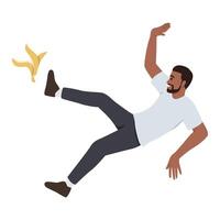 Man slipped on banana peel. vector