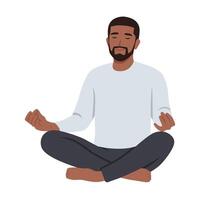 Man doing Lotus pose. The concept of Healthy lifestyle. vector