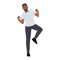 Satisfied young black man celebrating success. vector