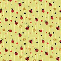 Seamless pattern with ladybug and flowers. illustration vector