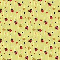 Seamless pattern with ladybug and flowers. illustration vector
