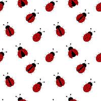 Seamless pattern of ladybugs on a white background. illustration vector