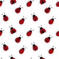 Seamless pattern of ladybugs on a white background. illustration vector