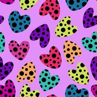 Seamless pattern of colored spotted hearts. illustration vector