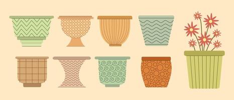 Set of empty pots. Flat illustration vector