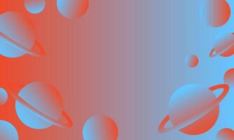 abstract background with planets and space in blue and orange colors vector