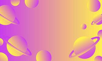 abstract background with planets and space in purple and yellow colors vector