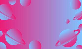 abstract holographic background with planets and space in pink and blue colors vector