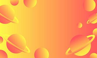 abstract background with planets and space in orange and yellow colors vector