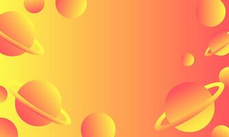 abstract background with planets and space in orange and yellow colors vector