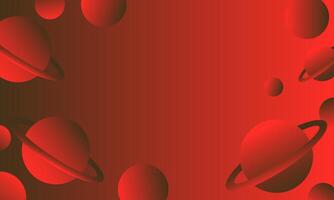 abstract background with planets and space in red colors vector