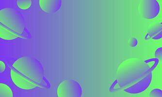 abstract holographic background with planets and space in green and blue colors vector