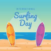 internacional surf día diseño modelo bueno para celebracion uso. surf imagen. tabla de surf. eps 10 vector