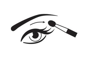 Eye and make up brush and arrow. Eye make up tutorial icon vector