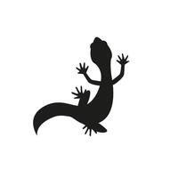 Lizard black silhouette illustration isolated on white background. Reptile gecko symbol vector