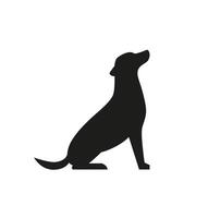 Dog black silhouette isolated on white background. Sitting pet simple illustration vector