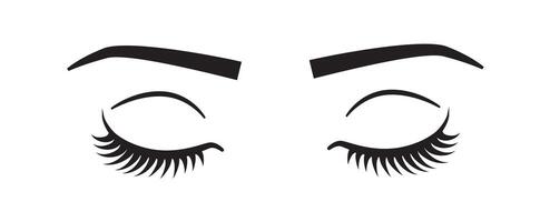 Beautiful black eyelashes. Woman's eyes closed. Long natural eyelashes vector