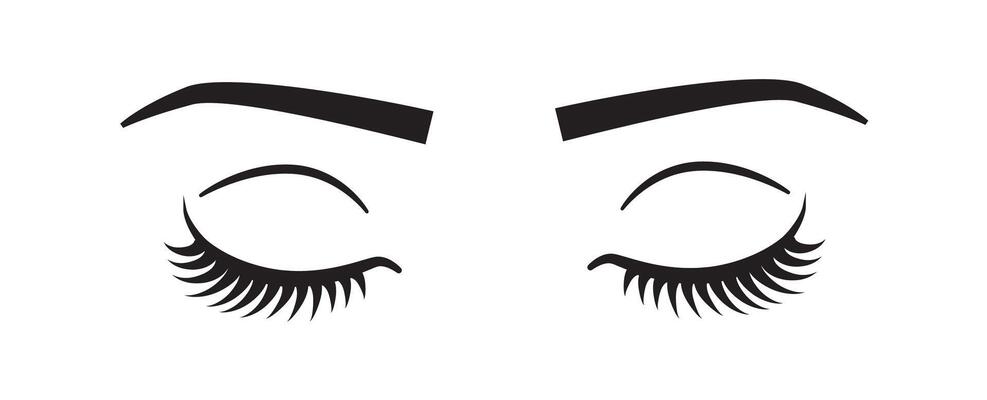 Beautiful black eyelashes. Woman's eyes closed. Long natural eyelashes