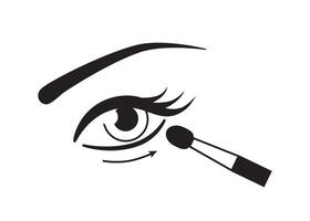 ojo y maquillaje cepillo icono. aplicando sombras de ojos esquema vector