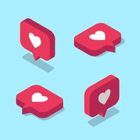 Set of isometric Like icons for social media vector