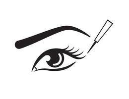 hembra ojo y delineador de ojos maquillaje icono. aplicando delineador de ojos esquema vector