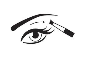 Female eye and make up brush icon. Eyeshadow applying simple scheme vector