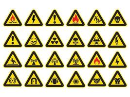 TRIANGLE WARNING SIGNS SET SYMBOL SAFETY COLLECTION vector