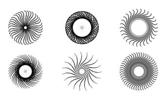 collection of symbols of circular radial abstract lines vector