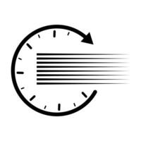 Clock outline symbol and speed lines vector