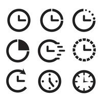 Clock time icon set vector