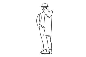 old fashioned detective pose full length line art vector