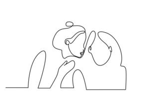 two women young friends are telling gossip secretly one line art vector