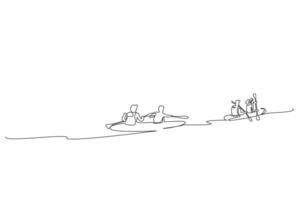 personas kayac canoa barco verano actividad deporte estilo de vida uno línea Arte diseño vector