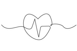 heart love rhythm health one single line minimalist art vector