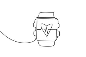 smart watch health heart rhythm line art object vector