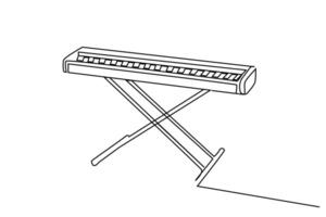electrónico piano musical instrumento en pie línea Arte vector
