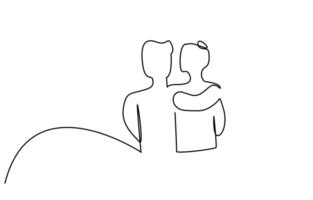 valentines couple in love happy having a good time hugging loves line art vector